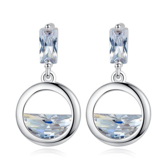 NEW [Set of 2] Sterling Silver Diamond Waterdrop A - Picture 6 of 7